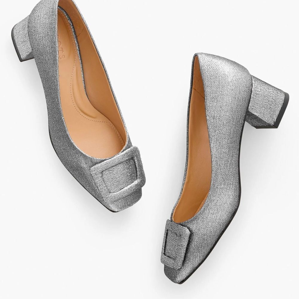 Talbots CARLYE BUCKLE PUMPS - TEXTURED LAMÉ size 8M